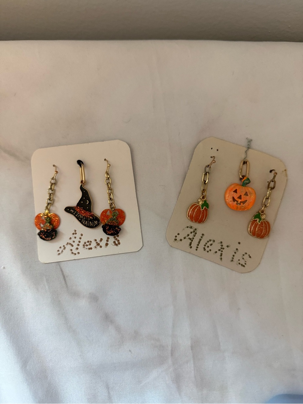 Halloween Pumpkin & Witch Hat Dangle Earrings
